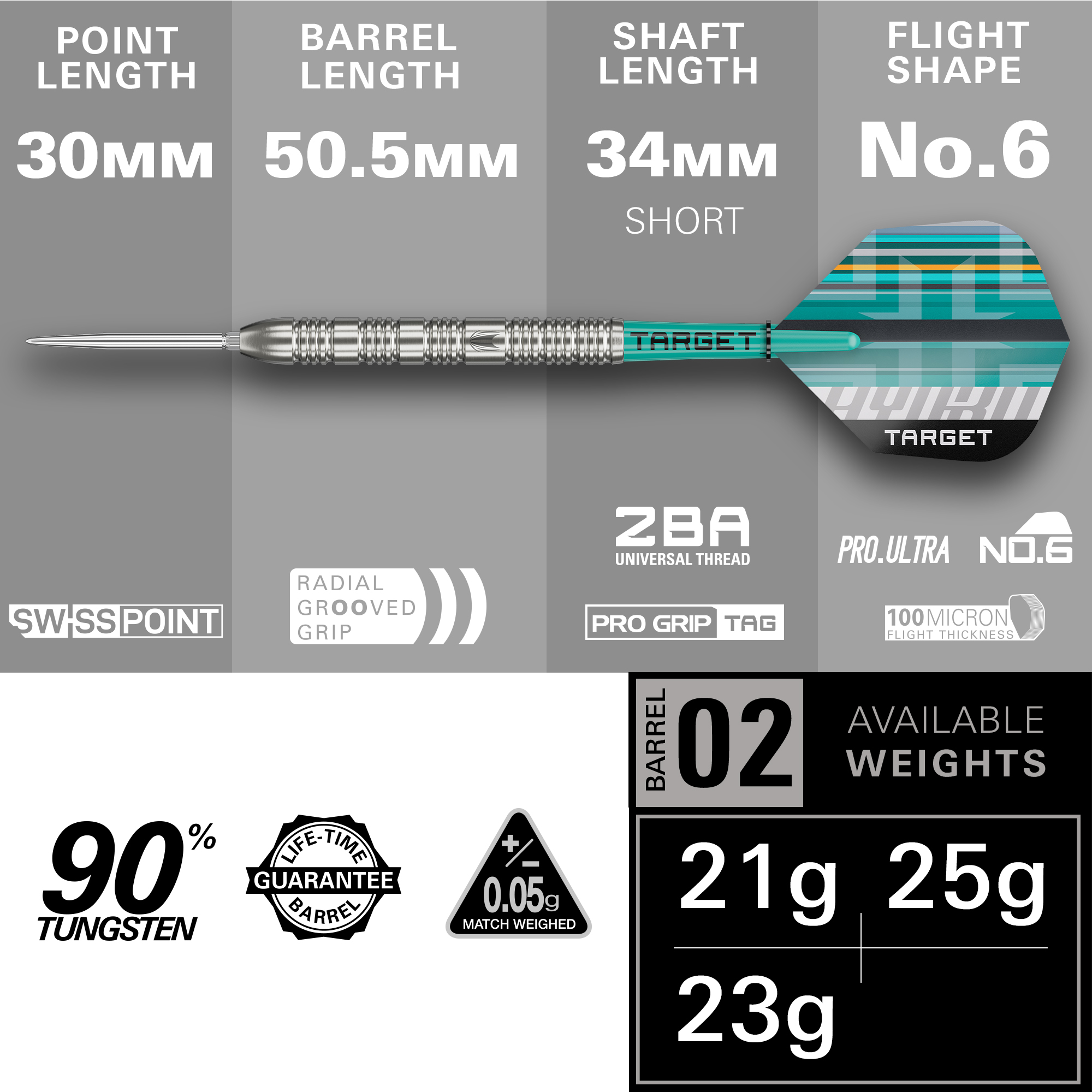 Target Hydro 90% 02 SP Steel Tip Darts - Bild 2