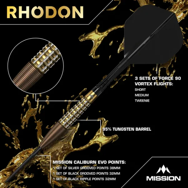 Mission Rhodon Steel Tip Darts 95% Tungsten